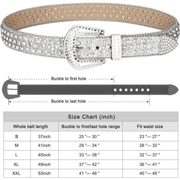 Womens Men Rhinestone Western Belts Bling Cowgirl Designer Diamond Studded Belts - Picture 3 of 8